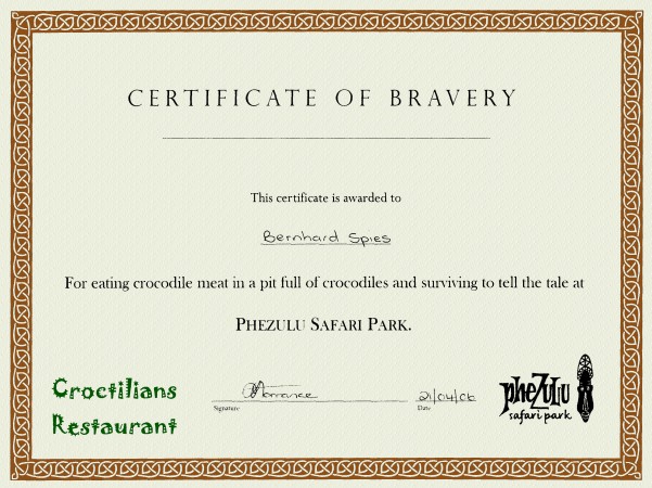Certificate of Bravery
